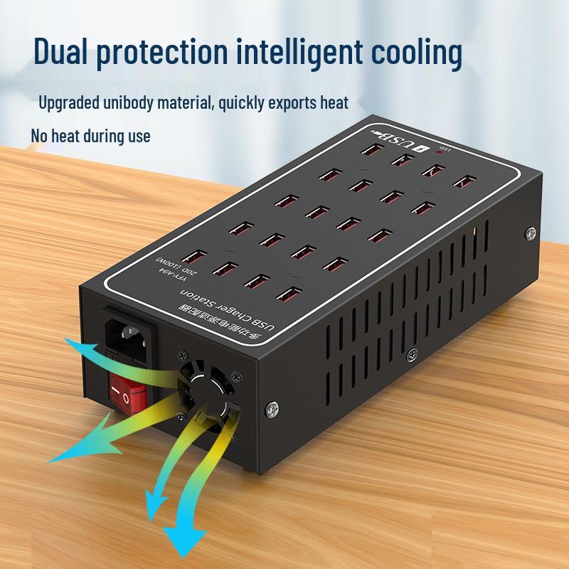 Premium Aluminum Alloy Multi-Port Charger – 10 To 60 Ports, 300W Power Supply.