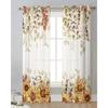 Pastoral Style Eucalyptus Leaves Sunflower Plant Sheer Curtains Home Window Decor Voile Tulle Curtains For Living Room Bedroom