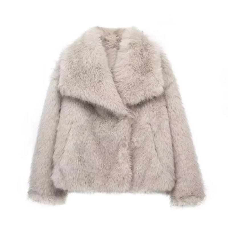 Vintage Kunstpelz Übergroße Mäntel Damenmode 2026 Herbst Winter Dicke Warme Jacken Lässige Taschen Elegante Oberbekleidung