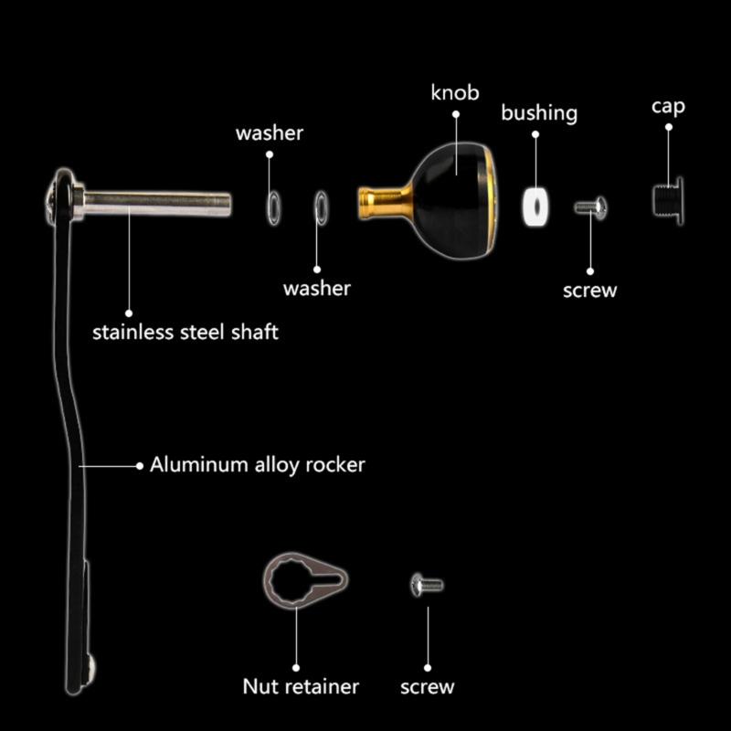 Fishing Reel Handle Power Handle Baitcasting Metal Knob Jigging Grip with Fitting Replacement Part for Low Profile Reel