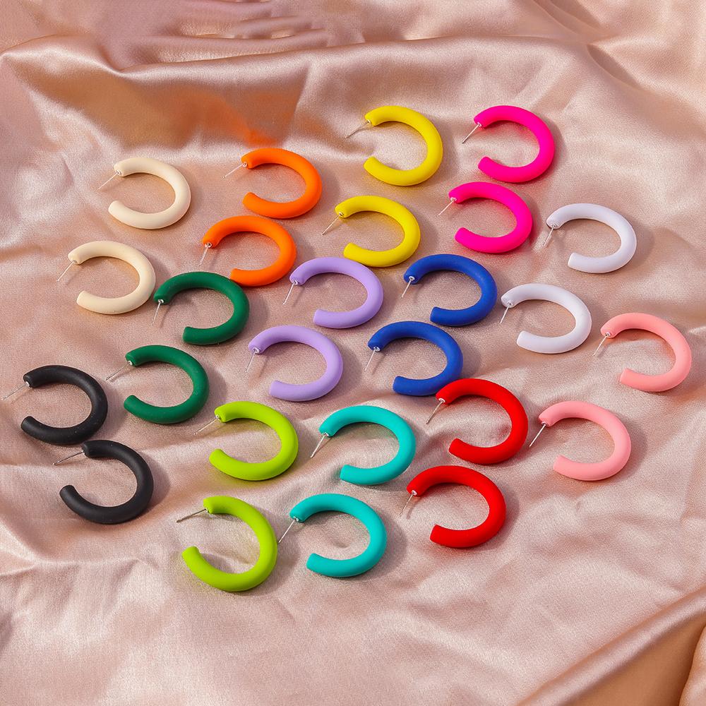 Fashion Candy Color 3.5cm Round Hoop Earrings for Women Simple Geometric Earrings Girls Party Holiday Jewelry Gifts