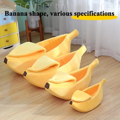 Niche d'hiver chaude en forme de banane pour chat, niche pour chien, niche semi-fermée, nid de hamster, lit pour animal de compagnie, tapis de couchage