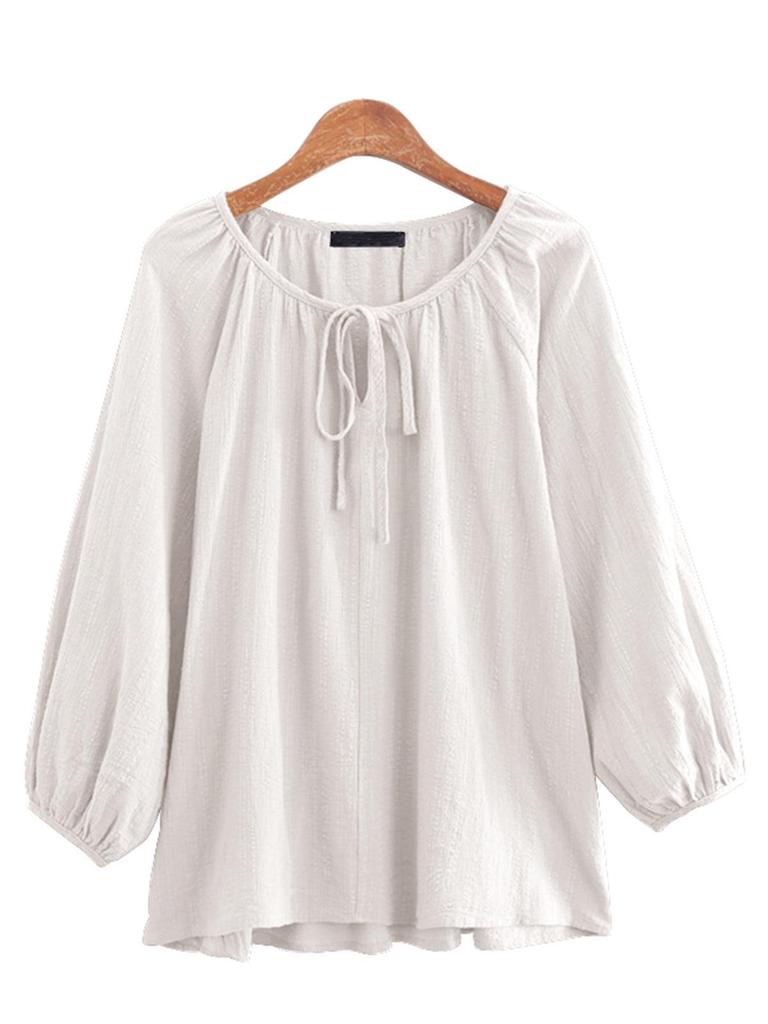 2022 Spring Casual Urban Cotton Crew Neck Loose Fit Women's Pullover Shirt