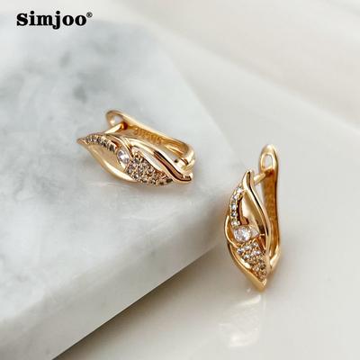 Pendientes Geométricos de Circonita Oro Rosa de Moda SIMJOO