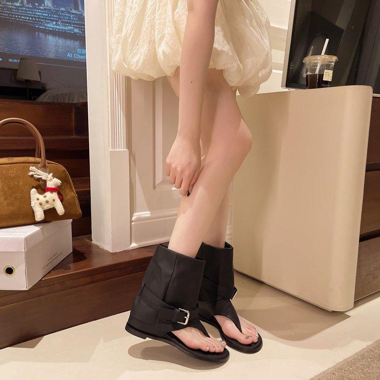 Internet Celebrity Fashion Women's Shoes 2025 Spring and Summer New Lazy Style Denim Retro Versatile Short Fashion Boots Toe Sandals