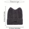 Charming Cat Ear Embroidered Wool Beanie - Cute and Cozy for Autumn & Winter