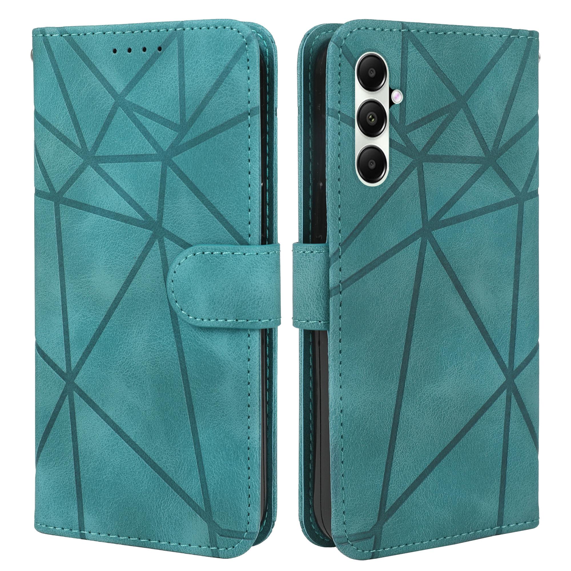 

For Samsung Galaxy S25+/S24+ Stand Case Line Pattern Leather Phone Cover Green