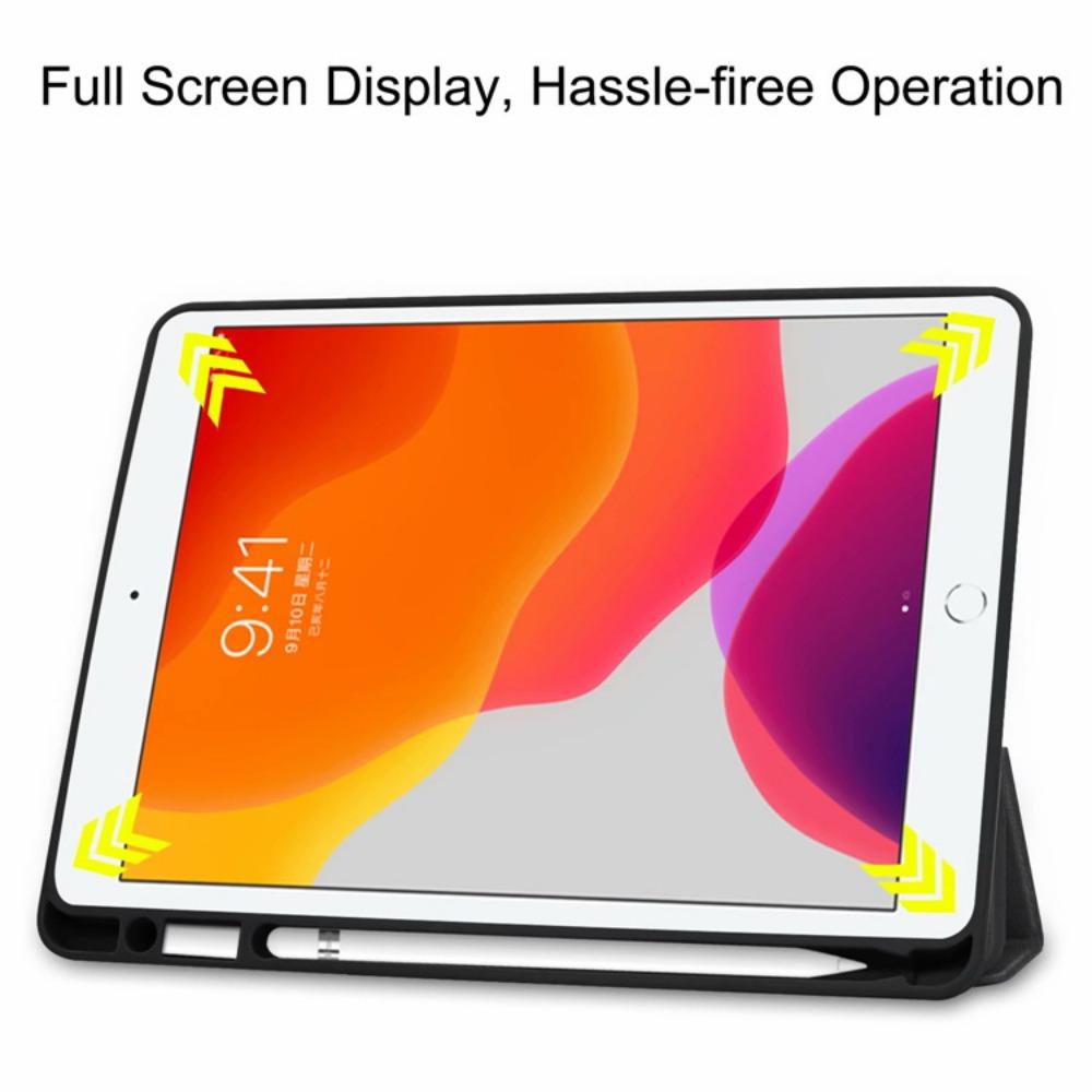 Dreifach gefaltete Lederhülle für iPad Mini 7 mit Apple Pencil-Schlitz Auto Sleep/Wake Cover