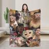Apengezicht Grappige Meme Deken Gezellig Zacht Plaid Dekens voor Bank 50x60 Inch Meerdere Maten Beddengoed Plaids