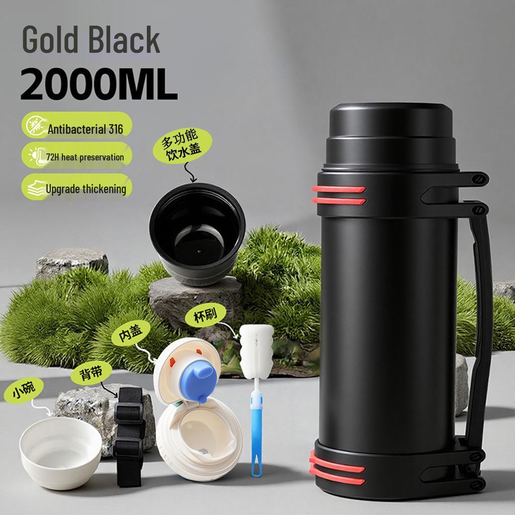 Large 5L Stainless Steel Insulated Thermos for Men - Portable Outdoor Travel Water Bottle