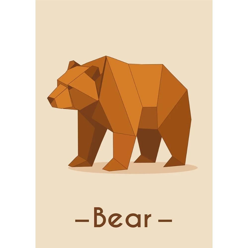 Abstract Geometric Stereoscopic Cute Animal Posters Jaguar Penguin Bear Prints Canvas Painting Wall Art Picture Home Room Decor