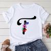 Large Size T-Shirt 26 English Letters Butterfly Print T-Shirt Women'S Short-Sleeved Women'S Clothing
