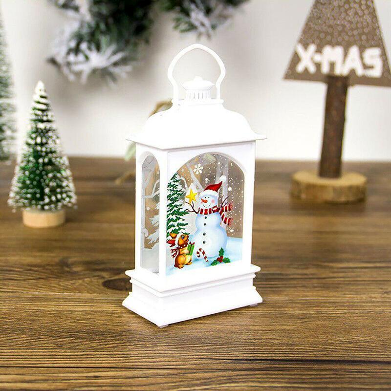 Christmas Tree Hanging Lamp Vintage Decorative Light Santa Claus Snowman Light Decor Hanging Lantern
