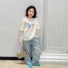 SEVEN BOBI Girls' Spliced Fake Two-Piece Long-Sleeve T-Shirt
