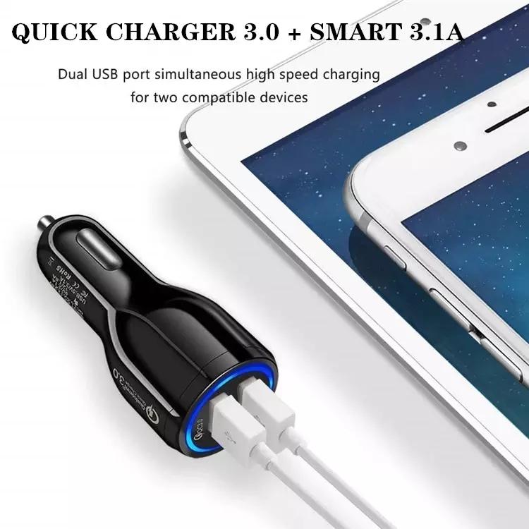 QC 3.0 Dual-USB 6A Schnelles Autoladegerät / Schnelles Laden für Mobiltelefone und Tablets