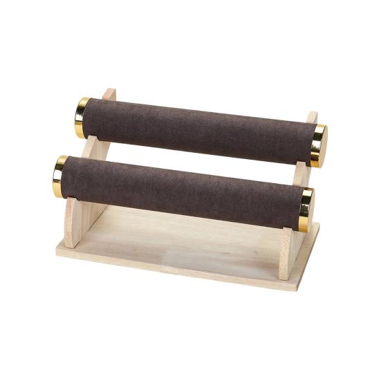 

Wooden Bracelet Holder Multi-Level Wrist Jewelry Organizer Prevent Scratches Detachable Bracelet Stand for Bracelets Bangles Watches Display Storage 2-Layers темно-серого
