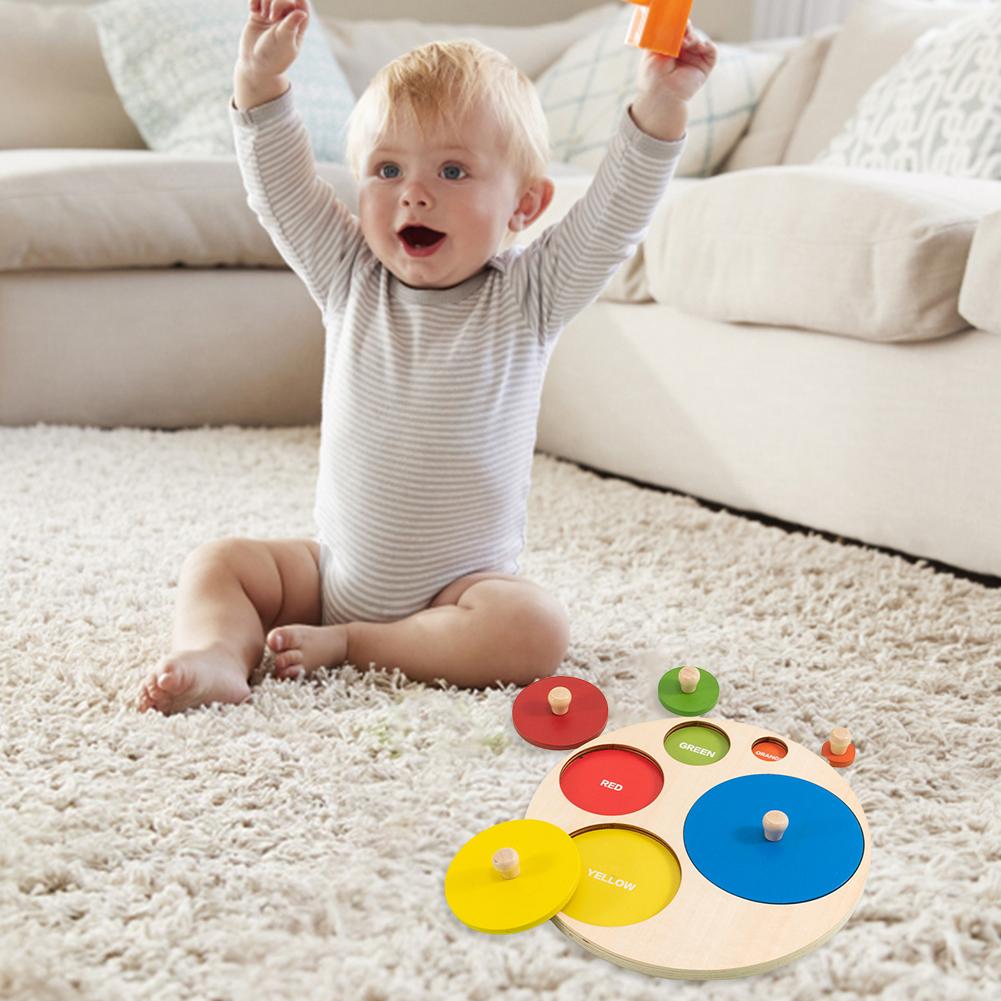 Montessori Puzzle Toy Wooden Pegged Puzzle Board Shape & Color Sorting Preschool Learning Toy Non Slip for Baby Toddlers