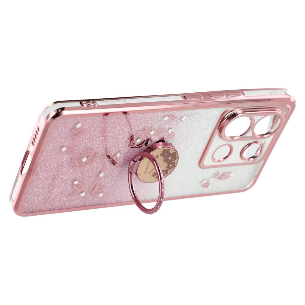 KADEM For Xiaomi Redmi Note 13 Pro 5G/Poco X6 5G Case Rhinestone Flower Ring Kickstand TPU Phone Cover