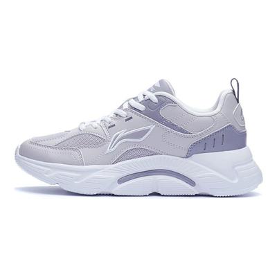 Li Ning Laufserie Lässiges Joggen Stoßdämpfung Rutschfest Abriebfest Low-Top Laufschuhe Damen Sneaker Lila ARSR054-3