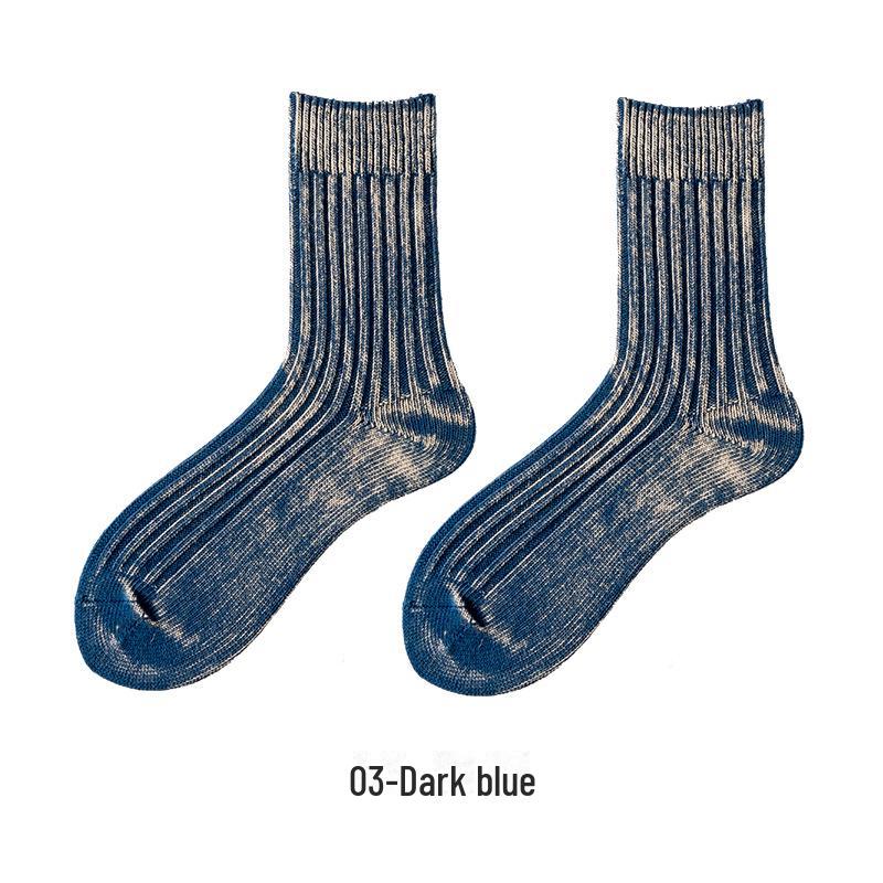 

Мужские и женские толстые хлопковые носки средней длины — рабочий стиль и уличная мода 38-44 темно-синий