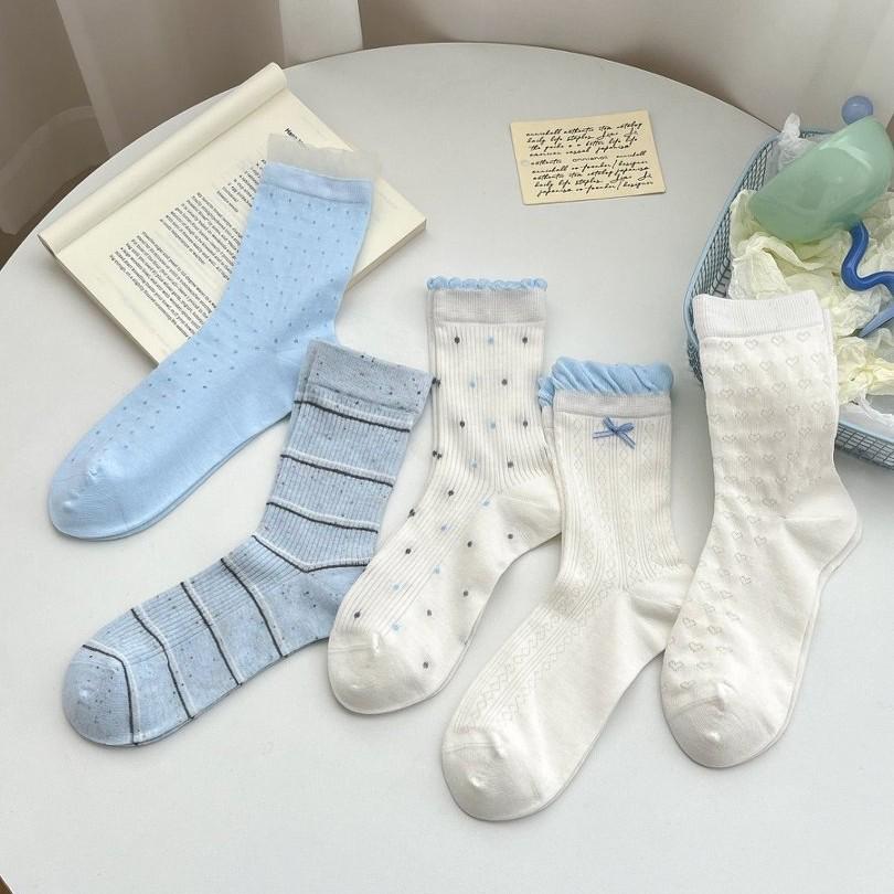 Summer Lace Breathable Cotton Mid-Calf Ballet Socks - Korean Style