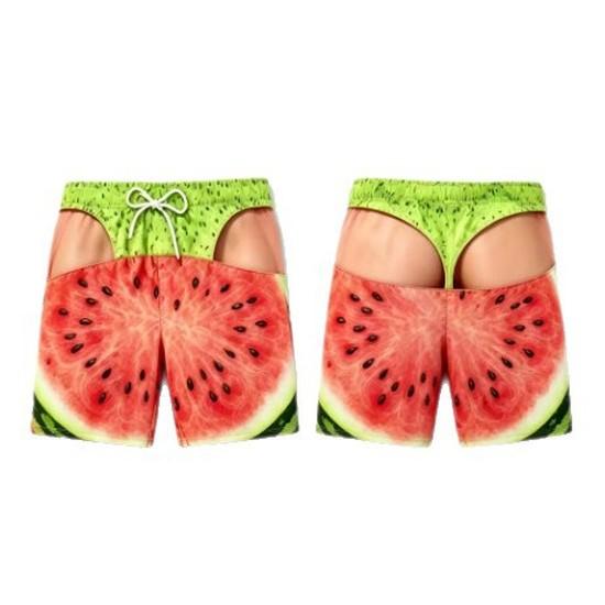 Tropical Fruit Pattern Beach Shorts for Men, Funny and Interesting, Pranky, Casual