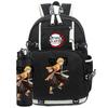 2Pcs/set Anime Demon Slayer Printed Backpack with 750Ml Water Bottler for Teenager Student Girl Boy Large Capacity Waterproof Bookbag Gift