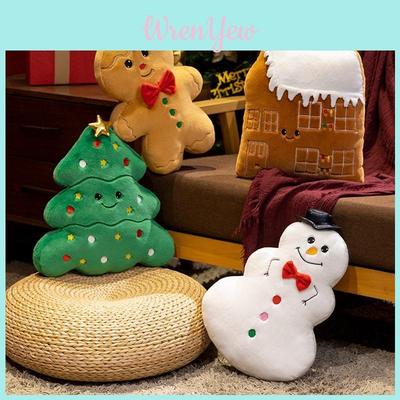 Gingerbread Man Snowman Christmas Tree Plush Daoll Pillow For Holiday Decor And Gift