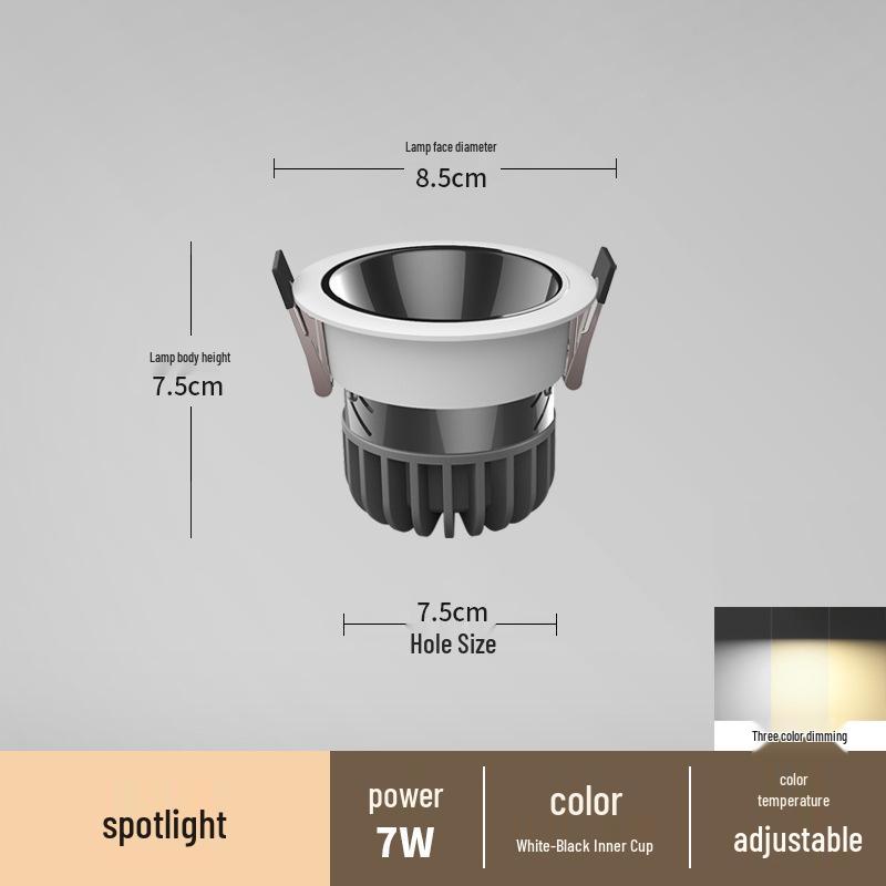 Spot încastrat fără ramă anti-orbire pentru sufragerii și holuri