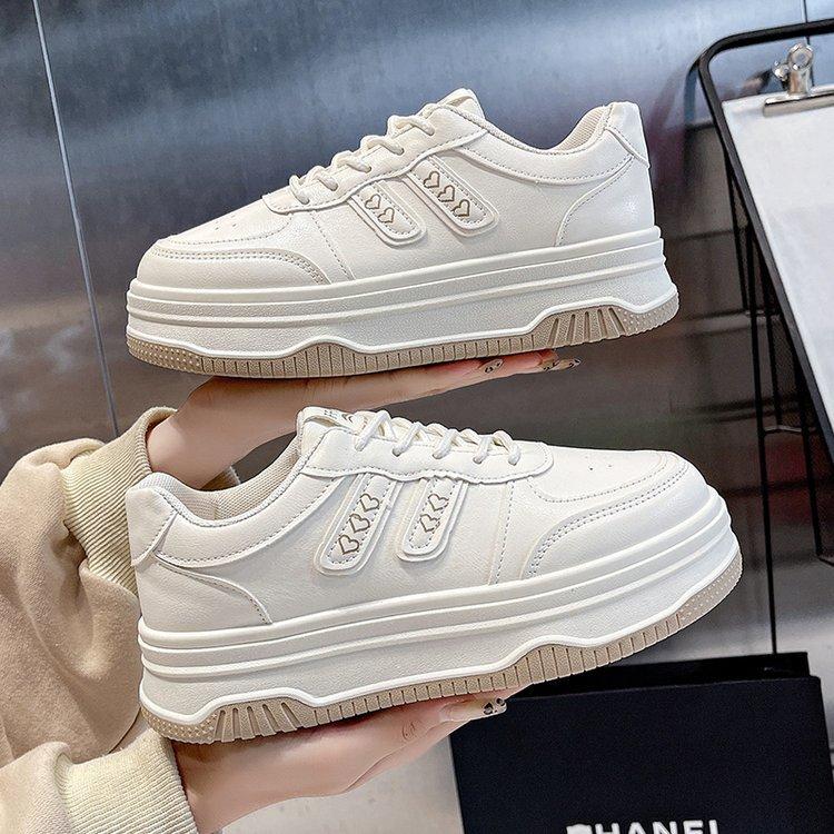 Summer new mesh versatile casual little white shoes college style heightening lace-up platform sports shoes
