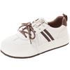 Leather thick-soled German training shoes women's autumn new versatile and lightweight round head color matching lace-up sports board shoes