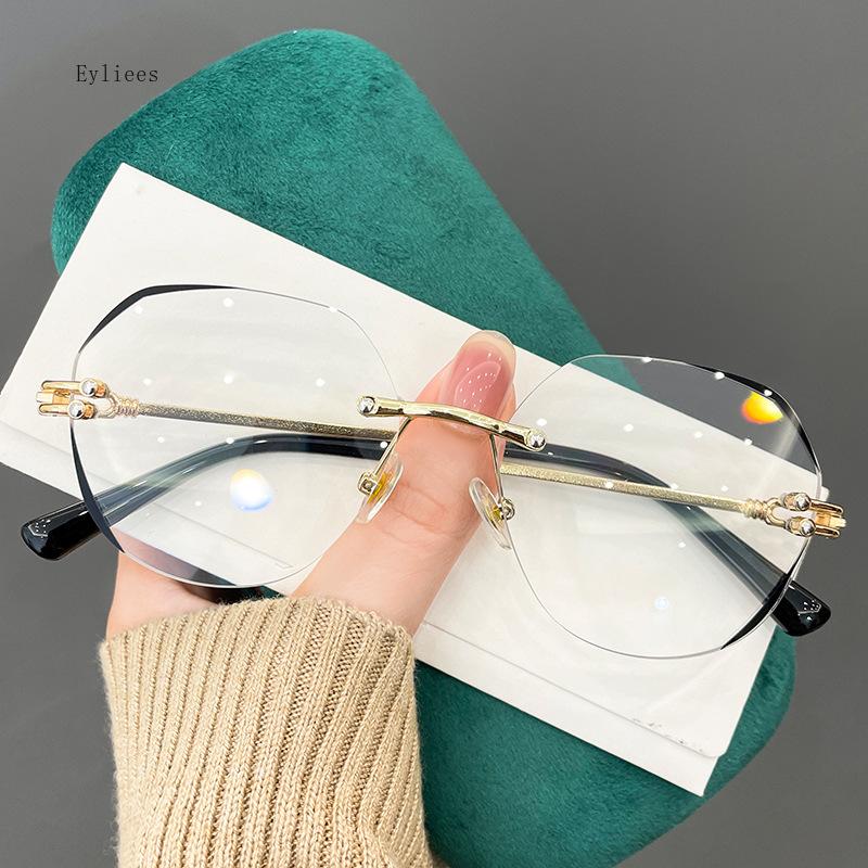 Round Reading Glasses For Women Presbyopia Rimless Metal Wrap Female Gradient Color Magnifier Anti-Blue Unisex Fashion glases