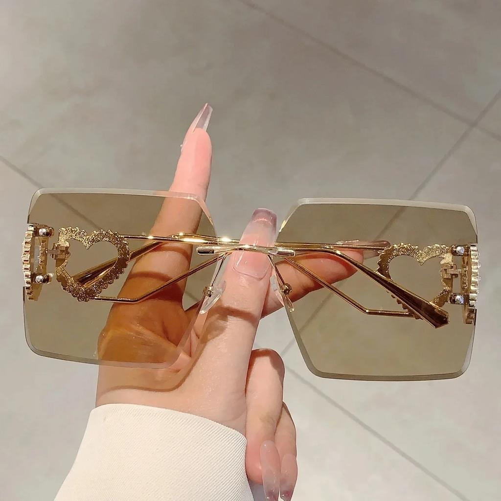 Classic Rimless Square Sunglasses Women Men Designer Brand Sun Glasses Female Male Minimalist Metal Mirror