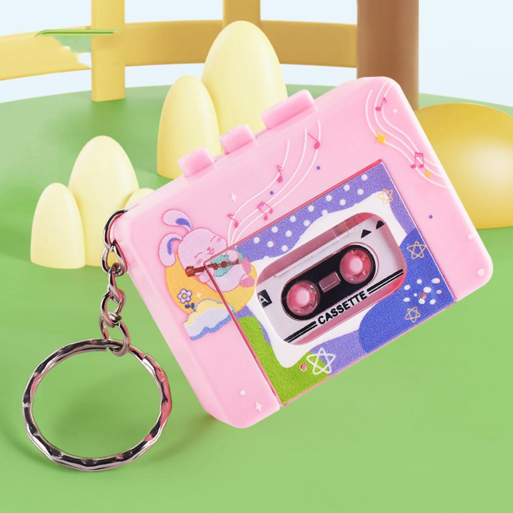 Mini Retro Recorder Keychain Creative Cartoon Tape-shaped Schoolbag Pendant