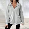 Casual Pullover Women Short Loose Autumn Winter Lapel Zippers Pockets Female's Hoodie Full Sleeve Solid Tops Lady Soft All-match