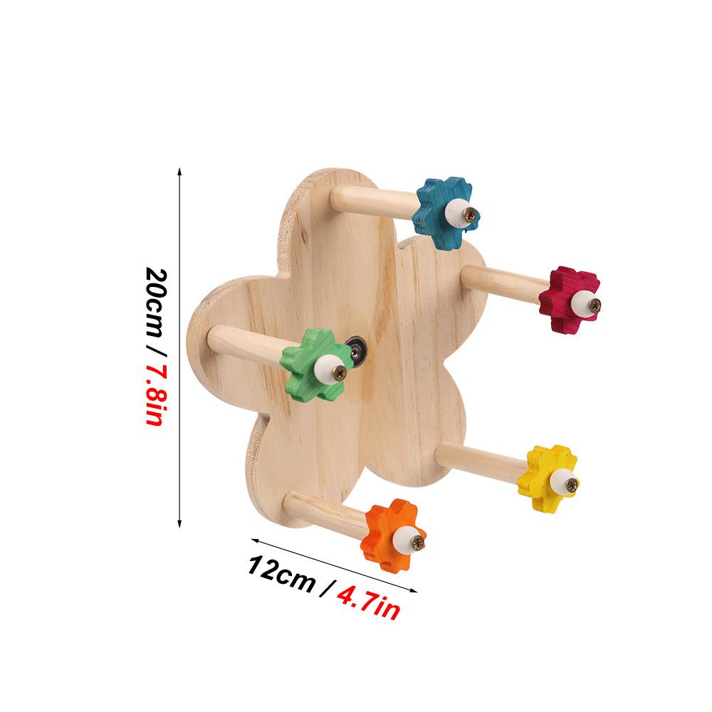 Wooden Parrots Ferris Wheel Toy with Perches, Rotating Ferris Wheel Bird Toy with Bearings, Hanging Bird Stand Cage Accessories белый