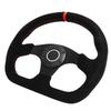 D Shape Steering Wheel 12.8in Suede Leather Race Style Steering Wheel with Red Stitch and Horn Button