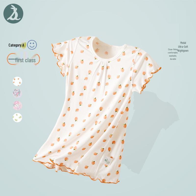 Girls' Modal Silk Summer Pajama Dress - Thin Princess Style for Kids