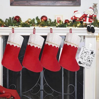 1pc Red Felt Christmas Stockings Bulk Xmas Fireplace Santa Socks Christmas Tree Hanging Stockings Decoration Gift Packing