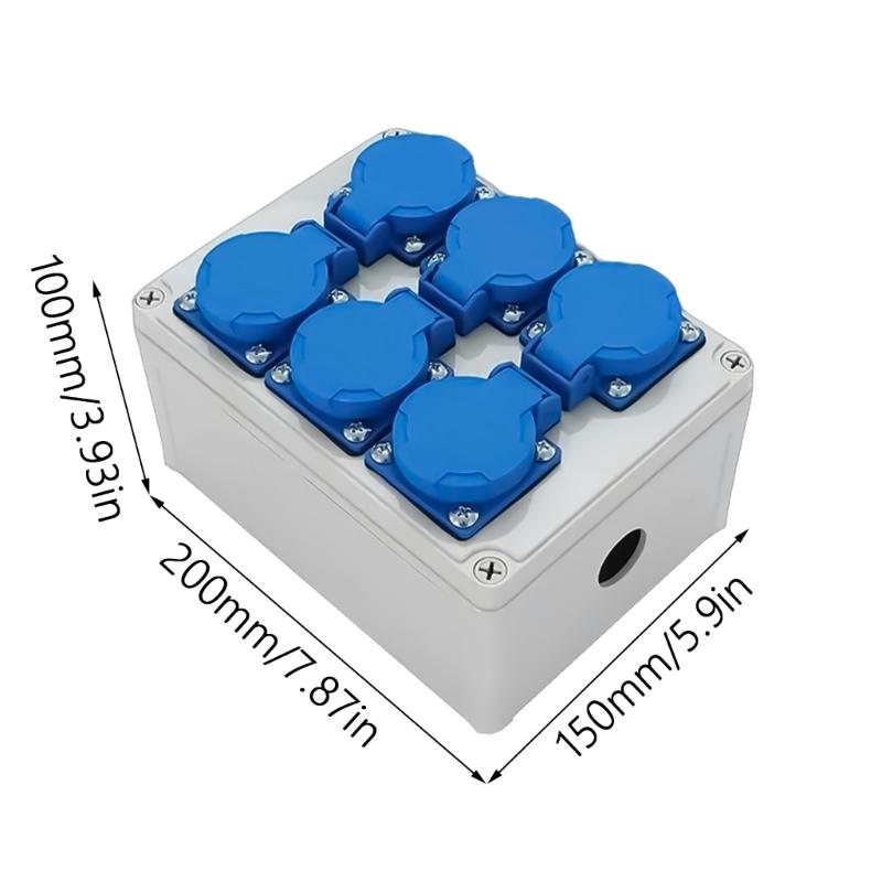 220V 10A Home Wall Mounted Outdoor Socket Box 6 Hole Wall Socket Power Distributor Box Construction Power Distributor