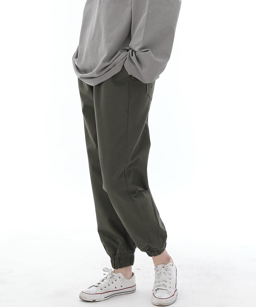 Seinteukeulu Back Bartack Point Coated Strap Jogger Pants Bb-303J Khaki