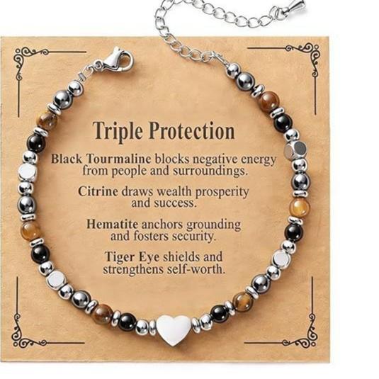 Triple Protection Bracelet Maternity Bracelet Beaded Ladies Pregnancy Gift Obsidian Aquamarine Moonstone Bracelet Women