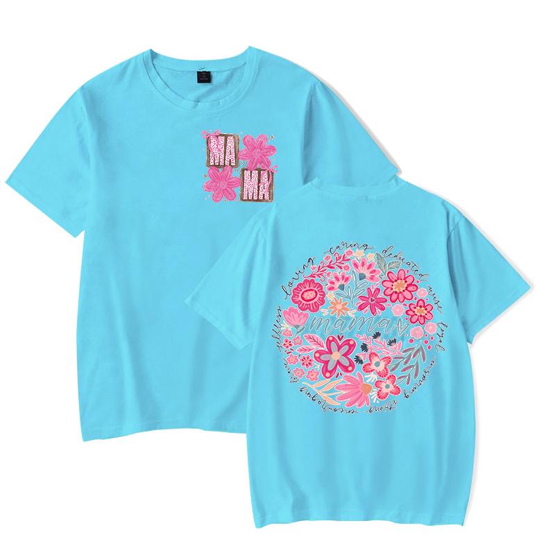 Happy Mother's Day Gift Funny T Shirts Vintage Flower Design T-Shirt for Women Retro Mother Summer Clothes Boho Floral Mama Tops