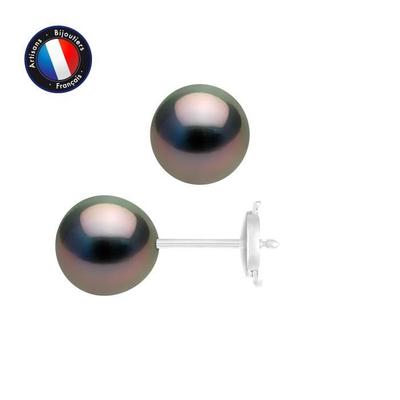 Brincos - - Pérolas Taitianas Genuínas 8-9 mm - Ouro Branco 9 Quilates - Certificado de Autenticidade