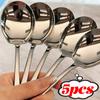 21CM Long Handle Stainless Steel Soup Spoons Large Thickened Dining Spoon Round Big Head Scroops Tablespoons Kitchen Utensils4
