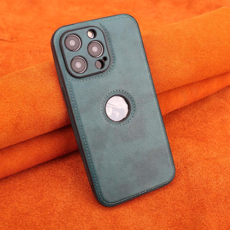 Suitable for Apple 15promax Phone Case Leather IPhone13 Full Cover 14/11 Missing Label 12 Business Leather Case