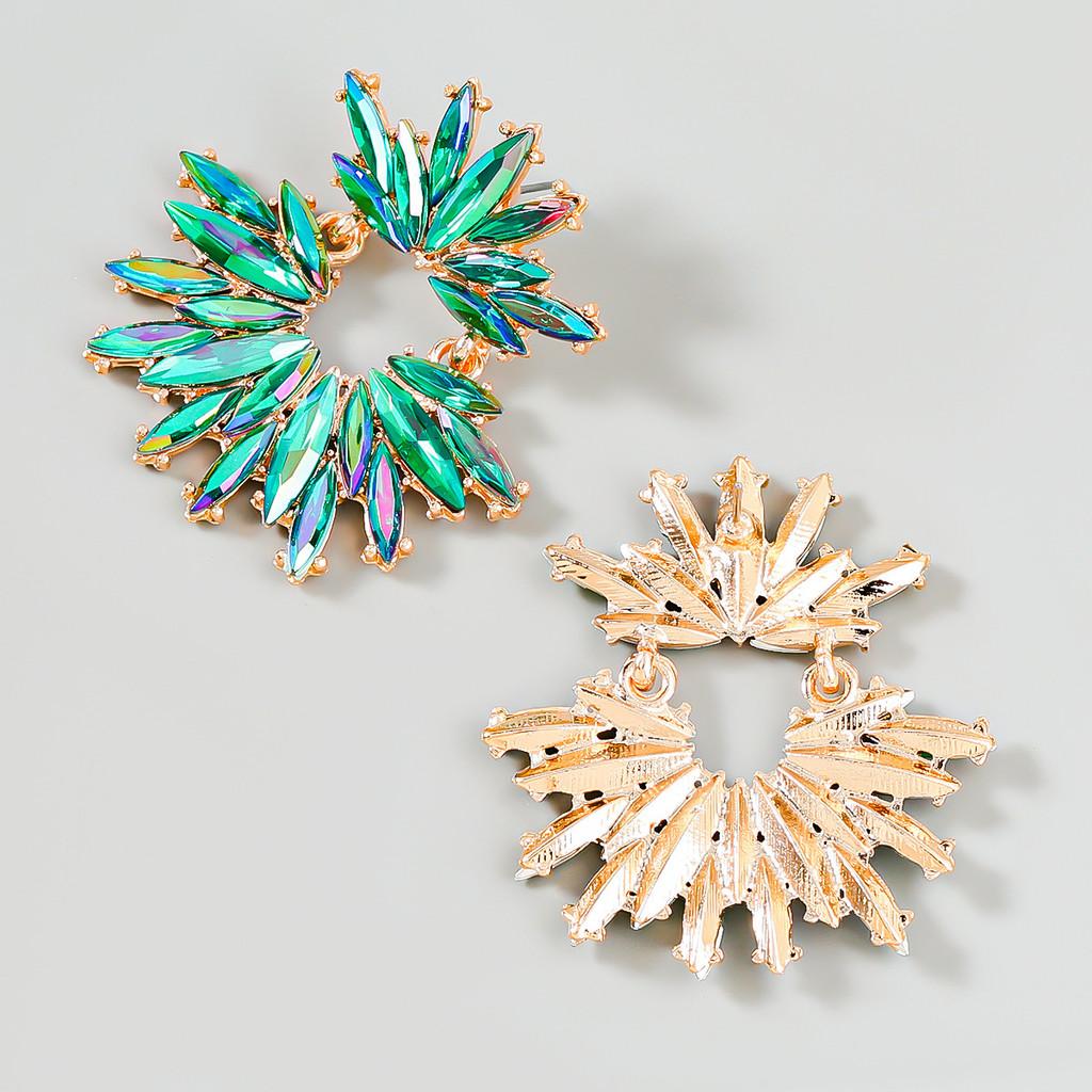 Pinkdudu Multi-Color & Green Rhinestone Earrings Ultra Sparkle Statement Studs PD1064