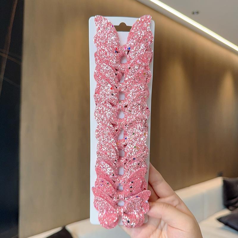 10Pcs/Set New Fashion Solid Butterfly Hairpin Accessories Lovely Girls Hairpins Children Headwear Hairgrip Sequins Hair Clips
