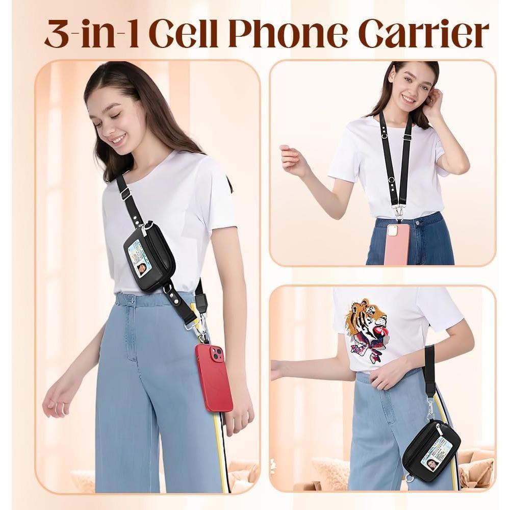 Verstellbares Handy-Lanyard, Crossbody-Gurt, 360° drehbare Befestigungslaschen, Clip-and-Go-Gurt für Handy mit Geldbörse, Crossbody