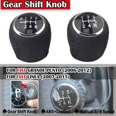 High Quality 5/6-Speed Gear Shift Knob For Fiat Grande Punto 2006-2012 Linea 2007-2015 MT PU Leather Shifter Lever Arm Headball